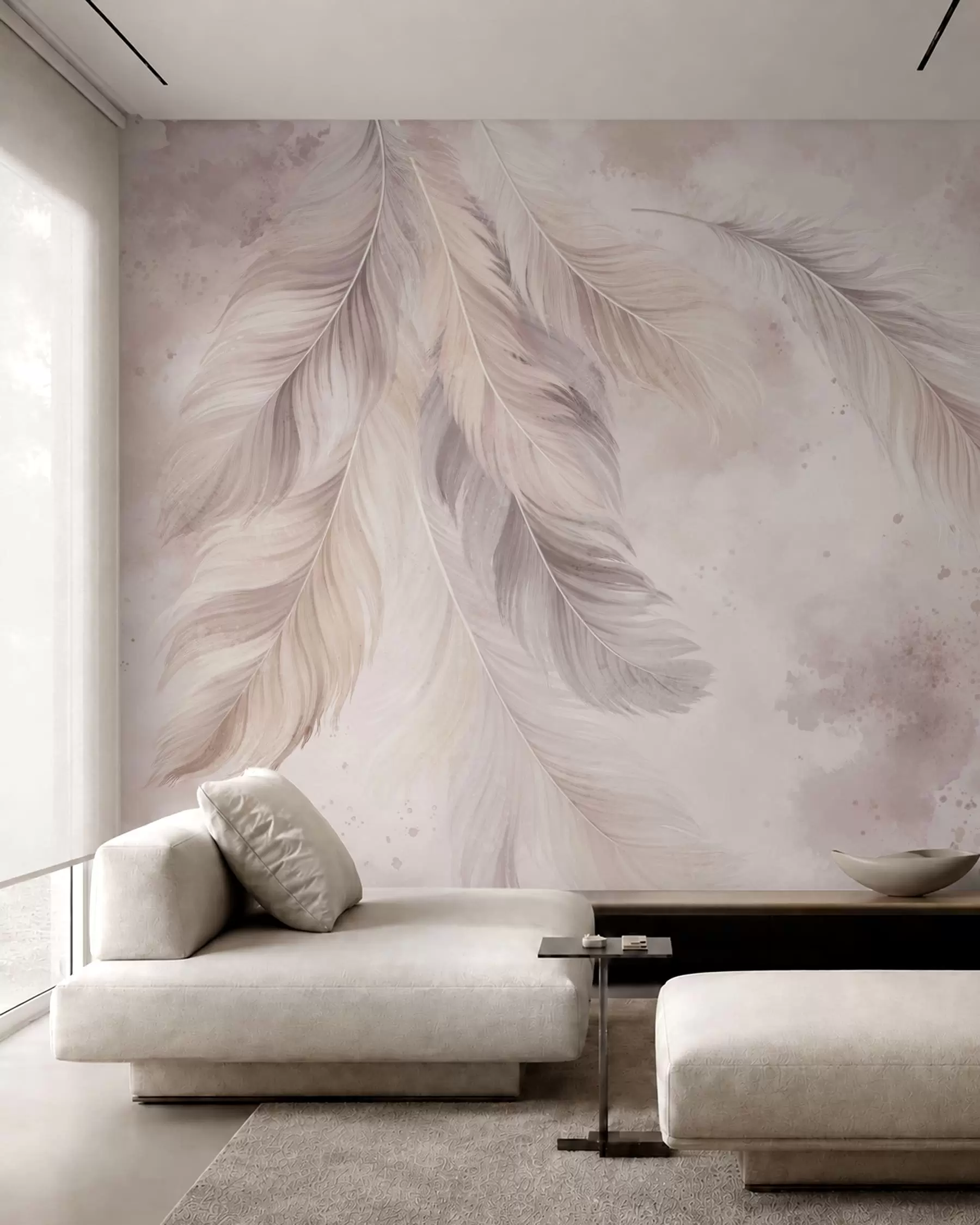 murales de pared Plumas en malva w05737
