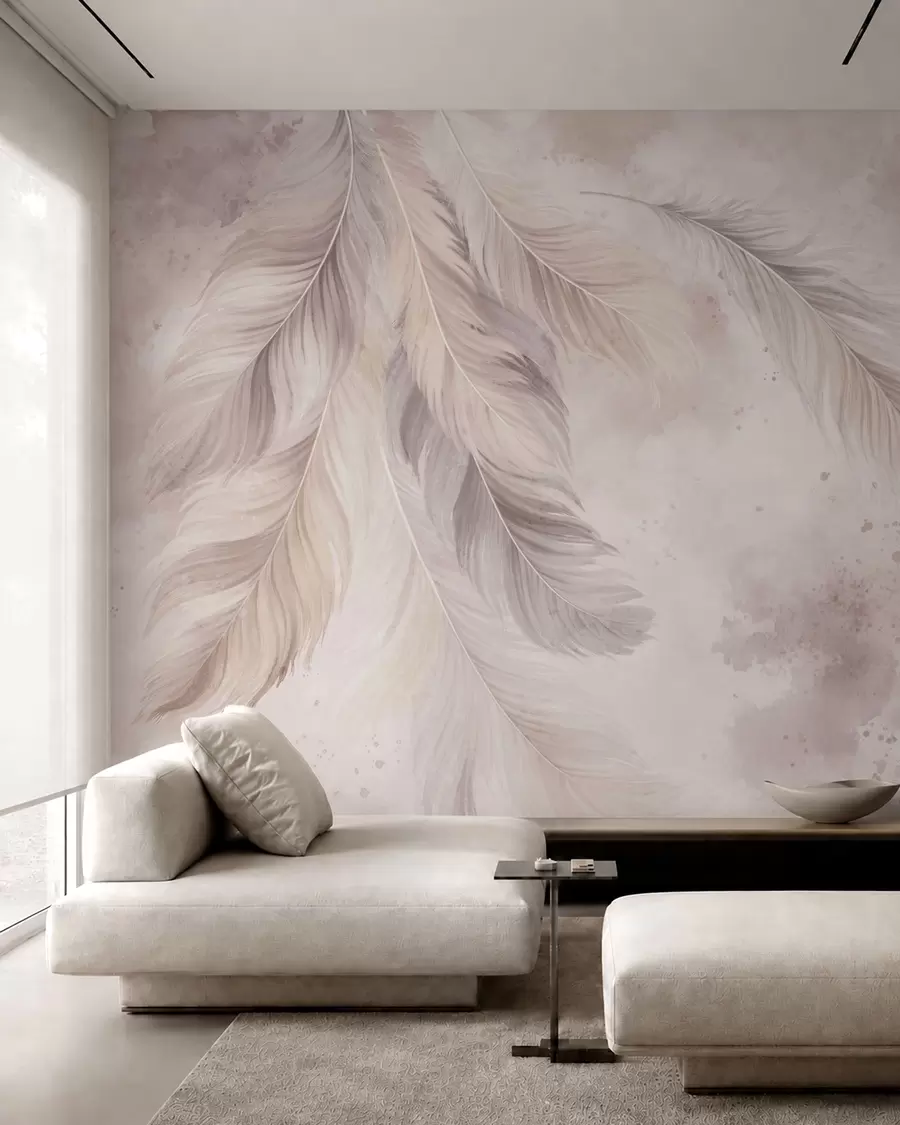 murales de pared Plumas en malva w05737