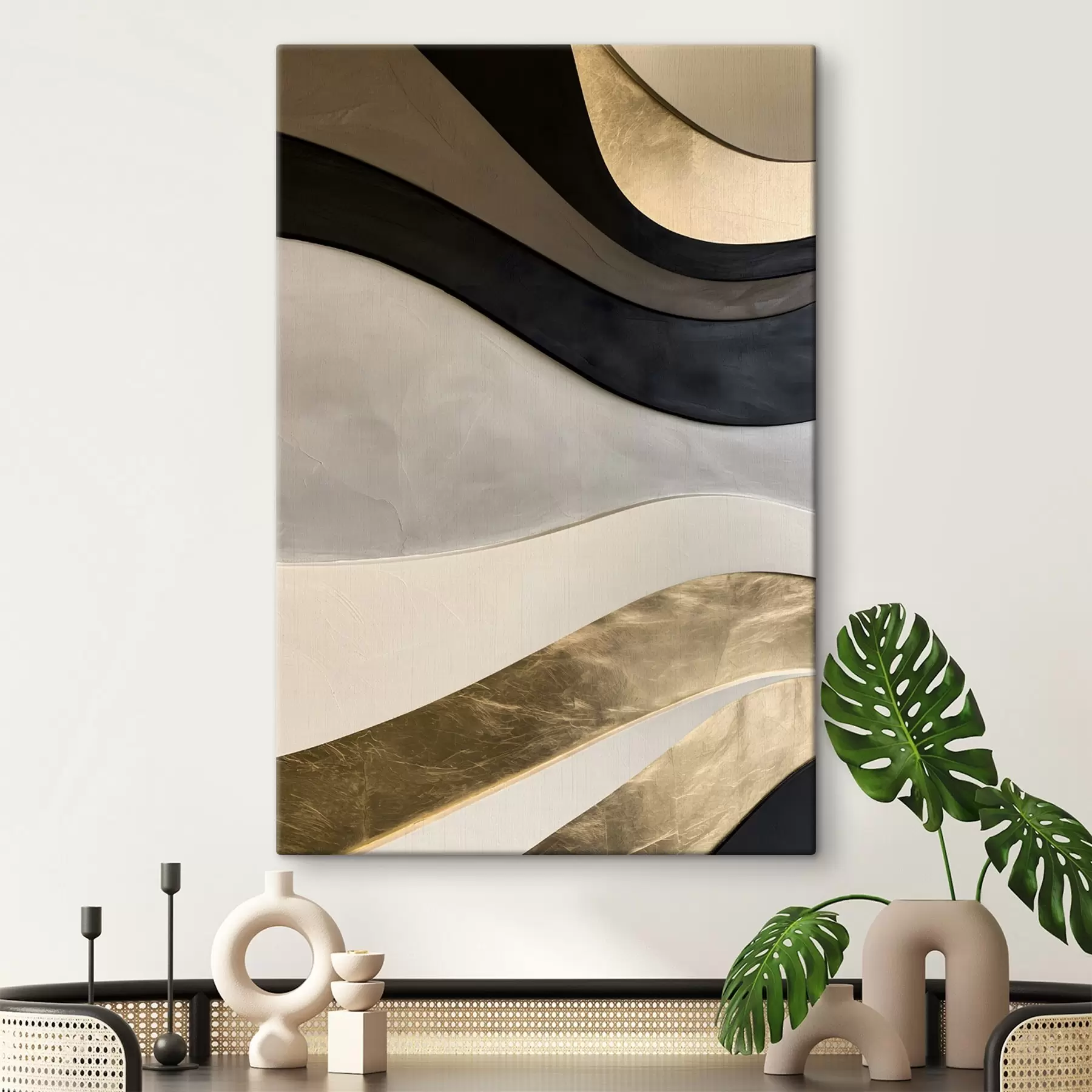 murales de pared Una imitación de una pintura en relieve con curvas onduladas s49868