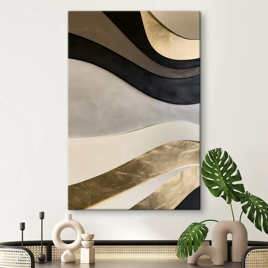murales de pared Una imitación de una pintura en relieve con curvas onduladas s49868