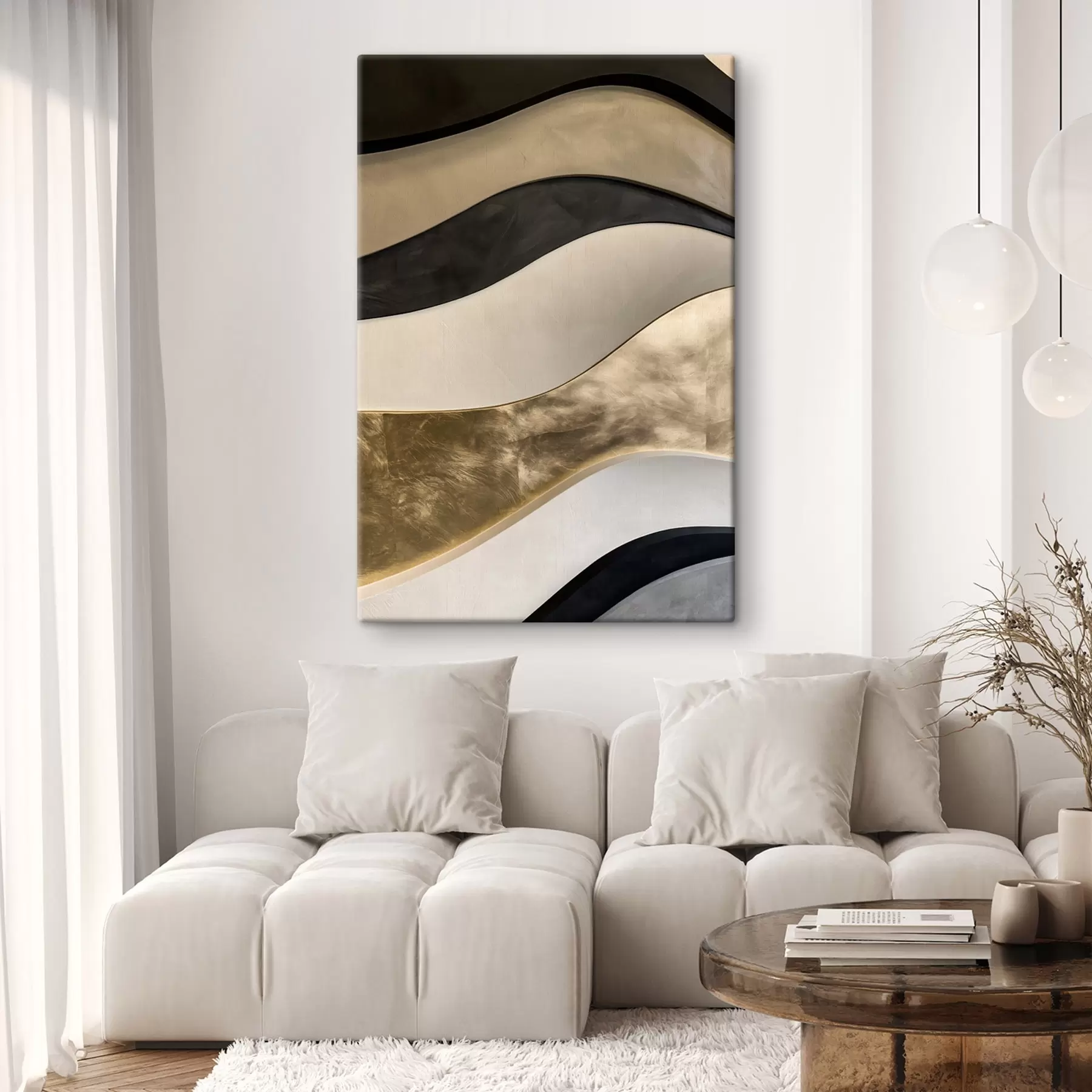 murales de pared Una imitación de una pintura en relieve con curvas onduladas s49869