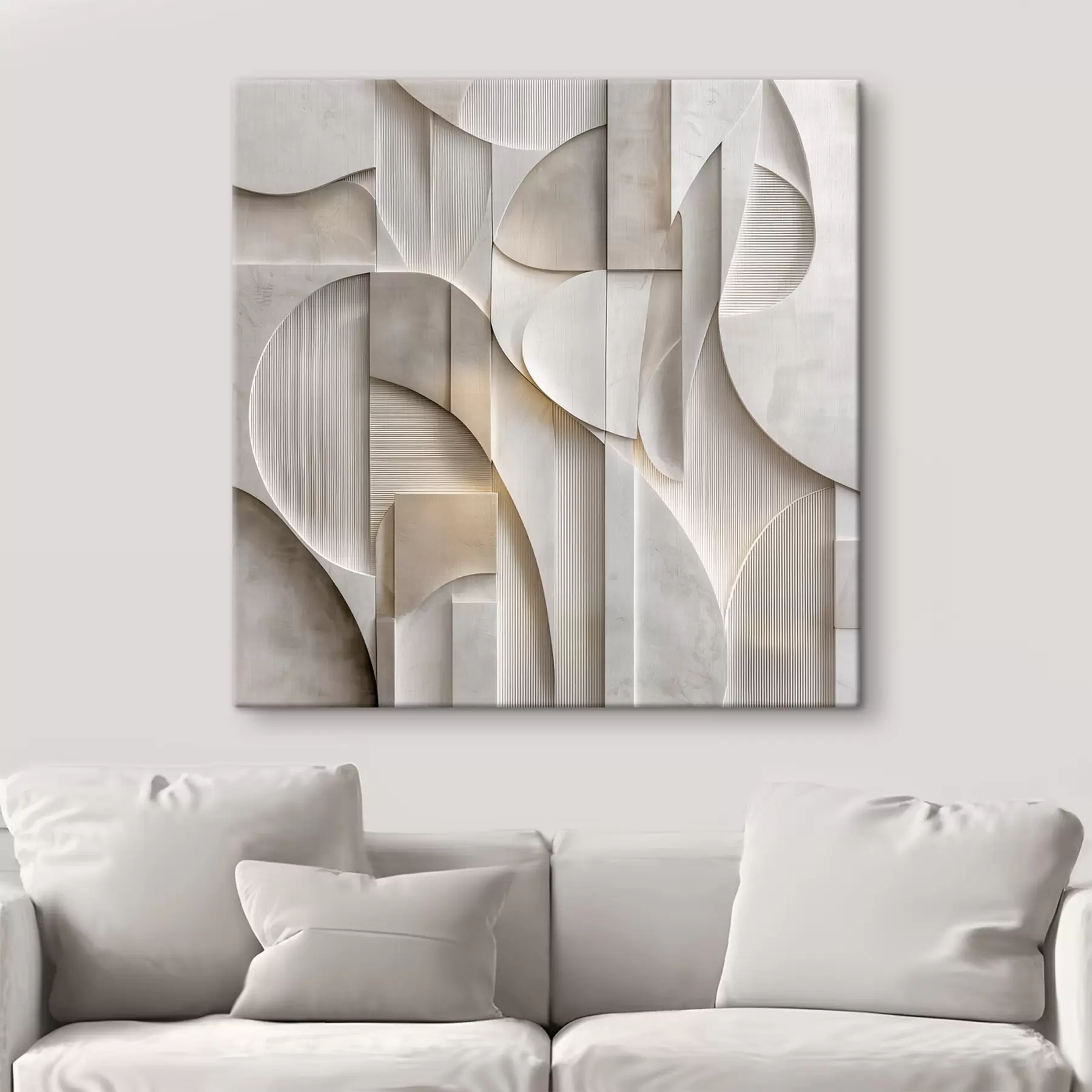 murales de pared Una composición abstracta en estilo relieve, que imita formas y capas en suaves tonos gris-beige s49886