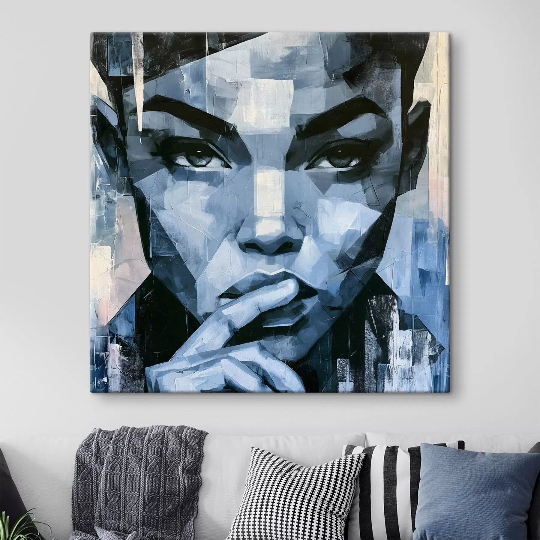 murales de pared Un retrato abstracto de una niña con una mirada penetrante s49891
