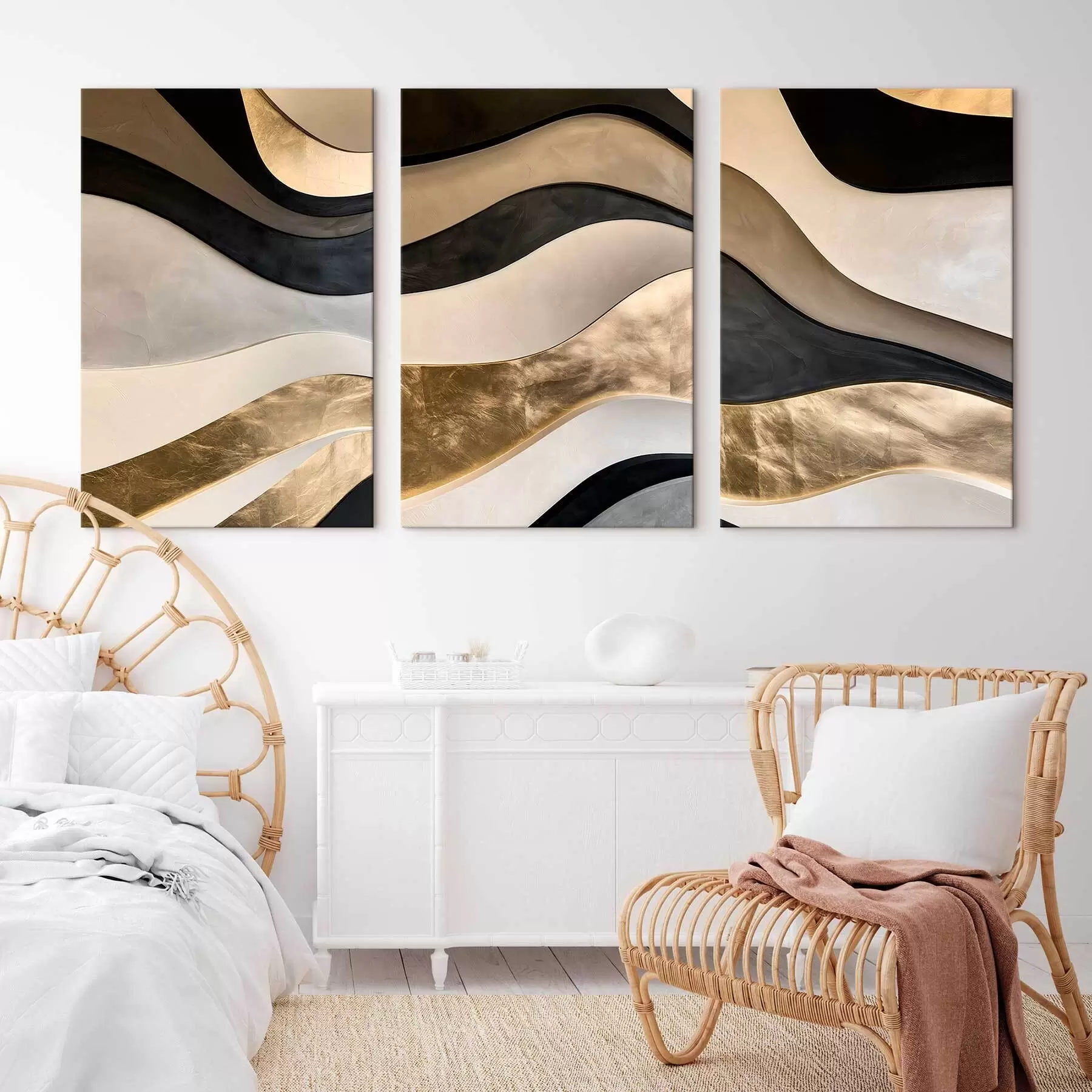 murales de pared Una imitación de pinturas en relieve con curvas onduladas m30722