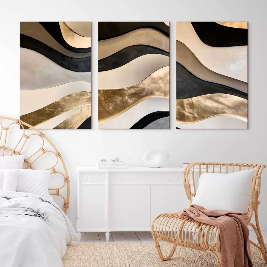 murales de pared Una imitación de pinturas en relieve con curvas onduladas m30722