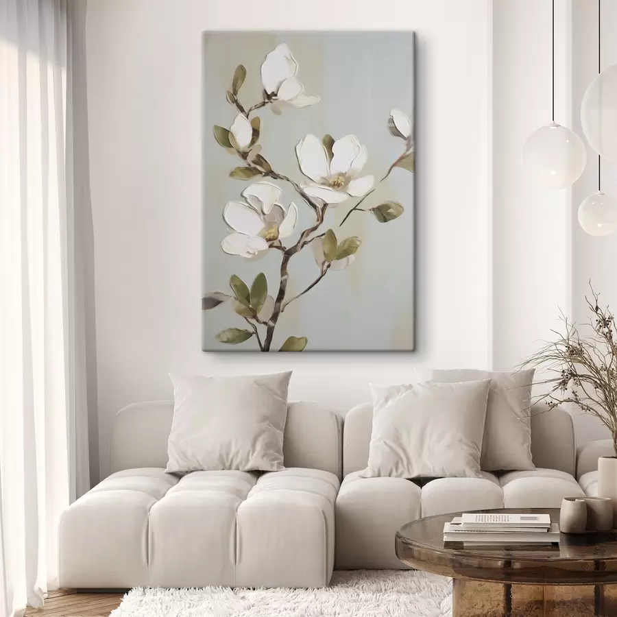 murales de pared Una rama con flores, imitación de un cuadro s49901
