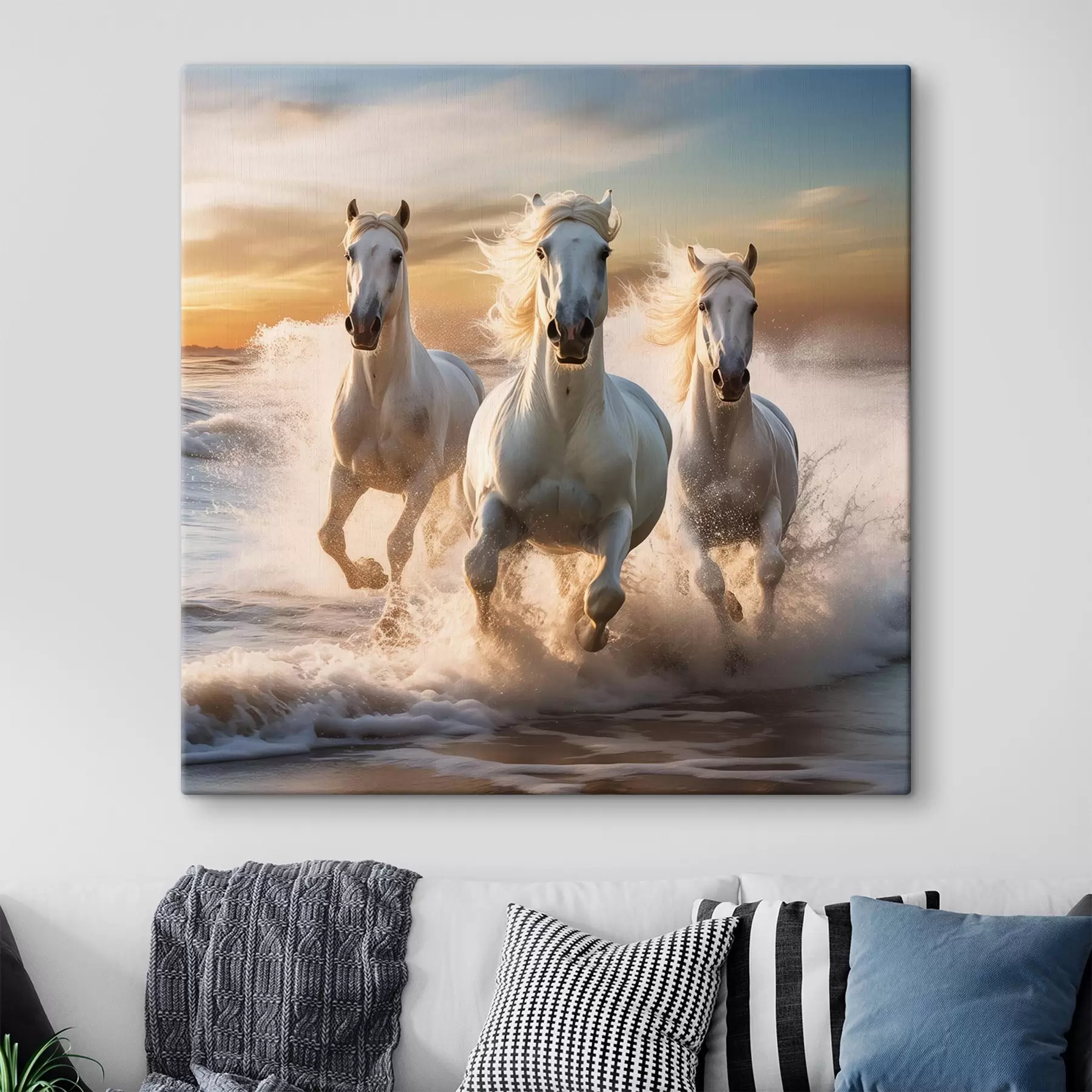 murales de pared Caballos en la orilla s50037