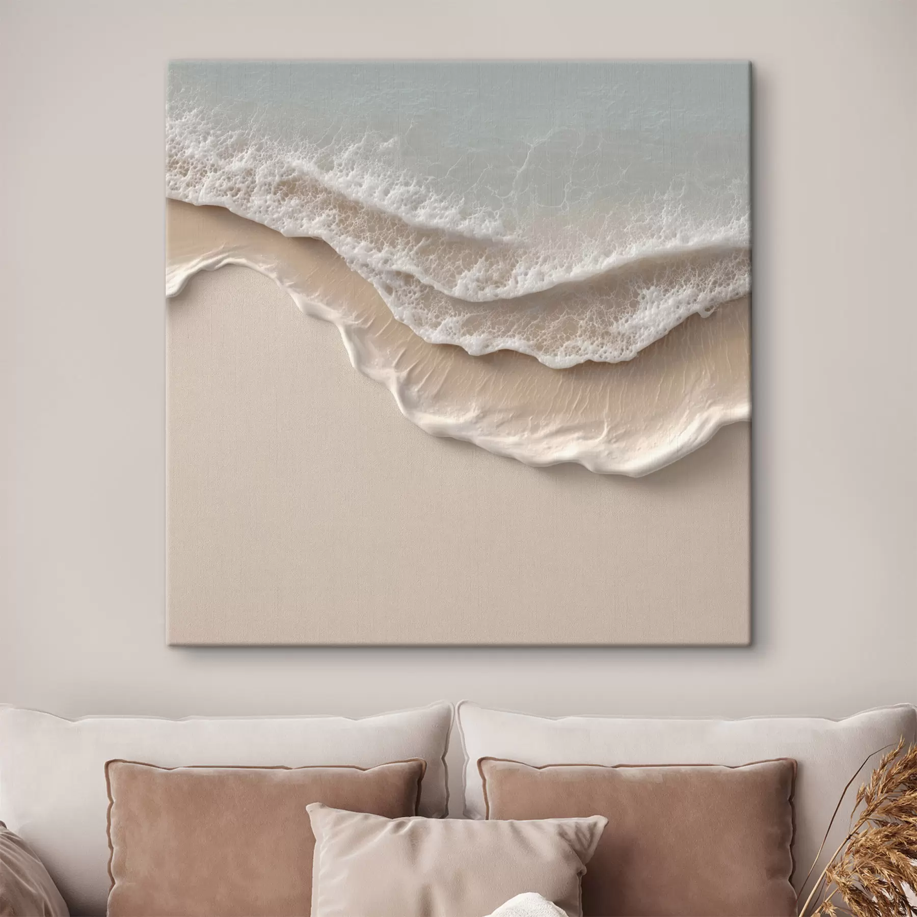 murales de pared Paisaje marino con una suave línea de espuma en estilo de efecto acuarela s49715