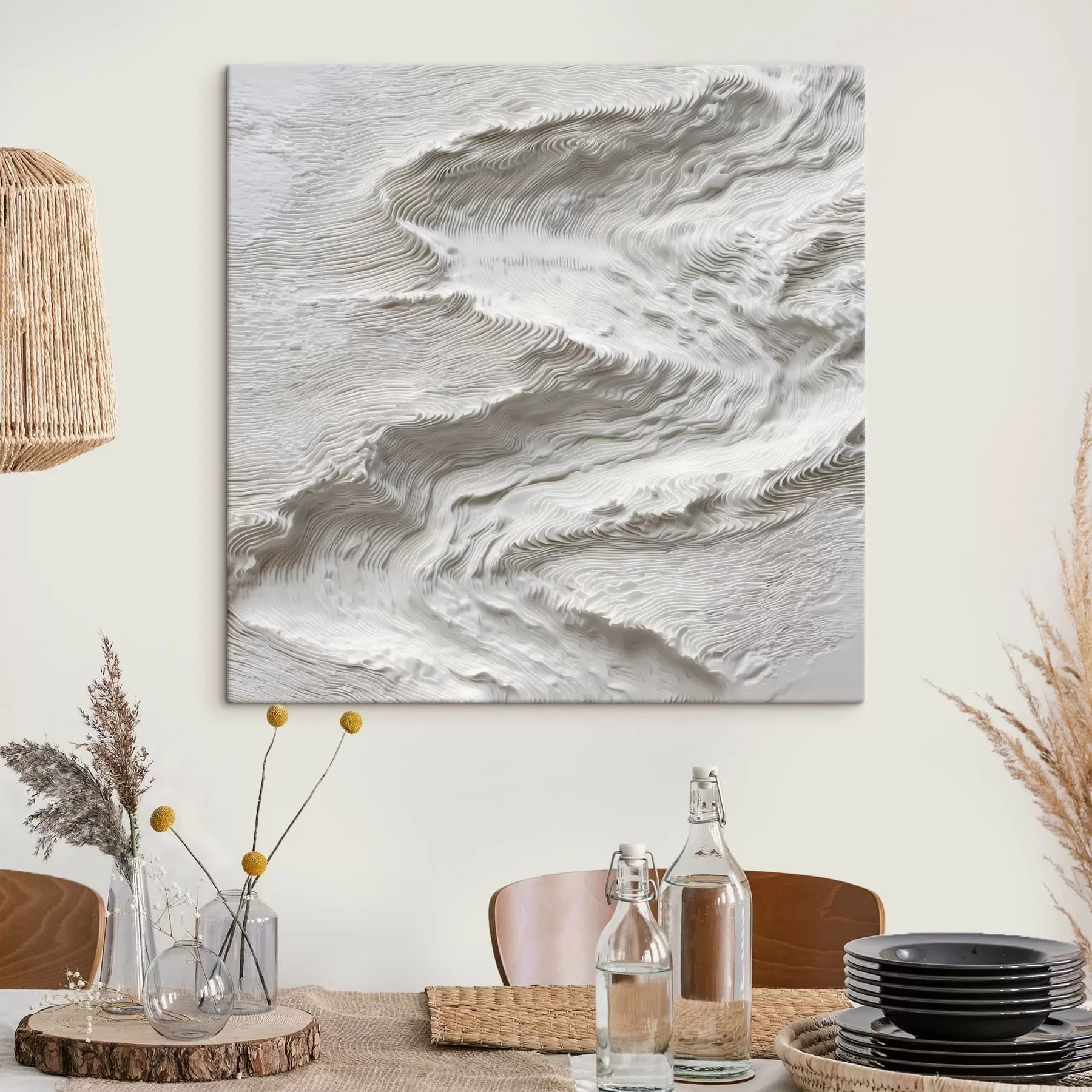 murales de pared Ilustración de interiores con líneas complejas en capas, en un estilo gráfico tridimensional s49717