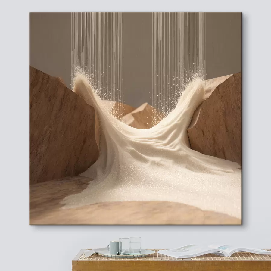 murales de pared Flujos de arena abstractos entre laderas rocosas en un estilo de arte contemporáneo s49723