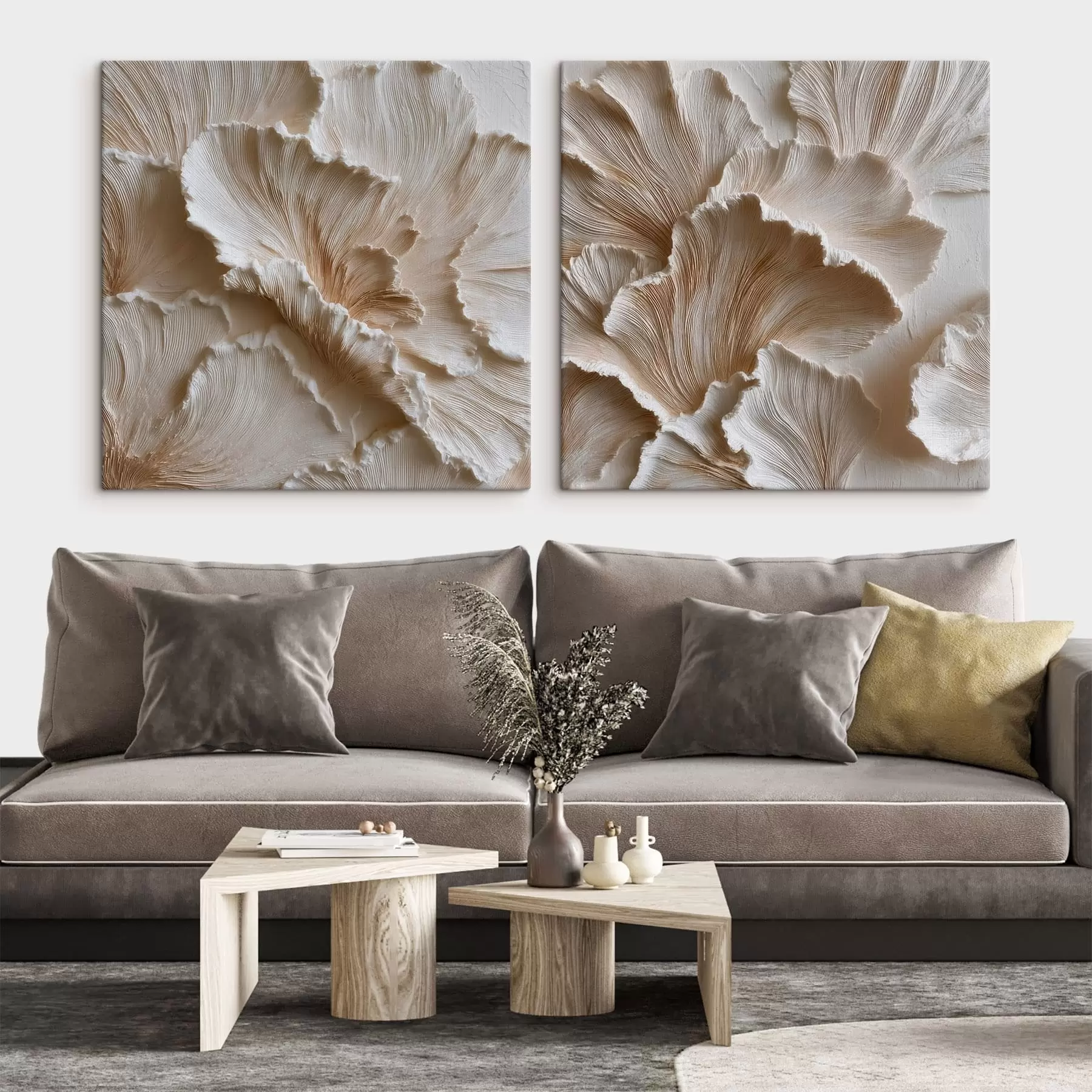 murales de pared Pétalos tridimensionales con textura sobre un fondo claro, al estilo de un póster artístico m30647