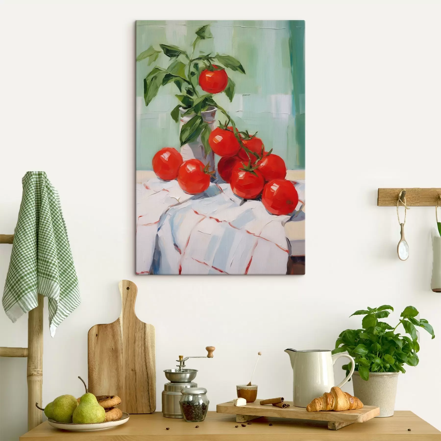 murales de pared Tomates sobre un mantel, imitación de un cuadro s50063