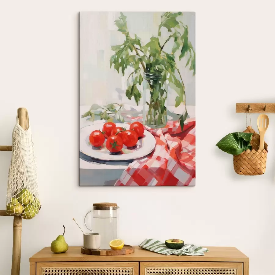 murales de pared Tomates en un plato, imitación de un cuadro s50064