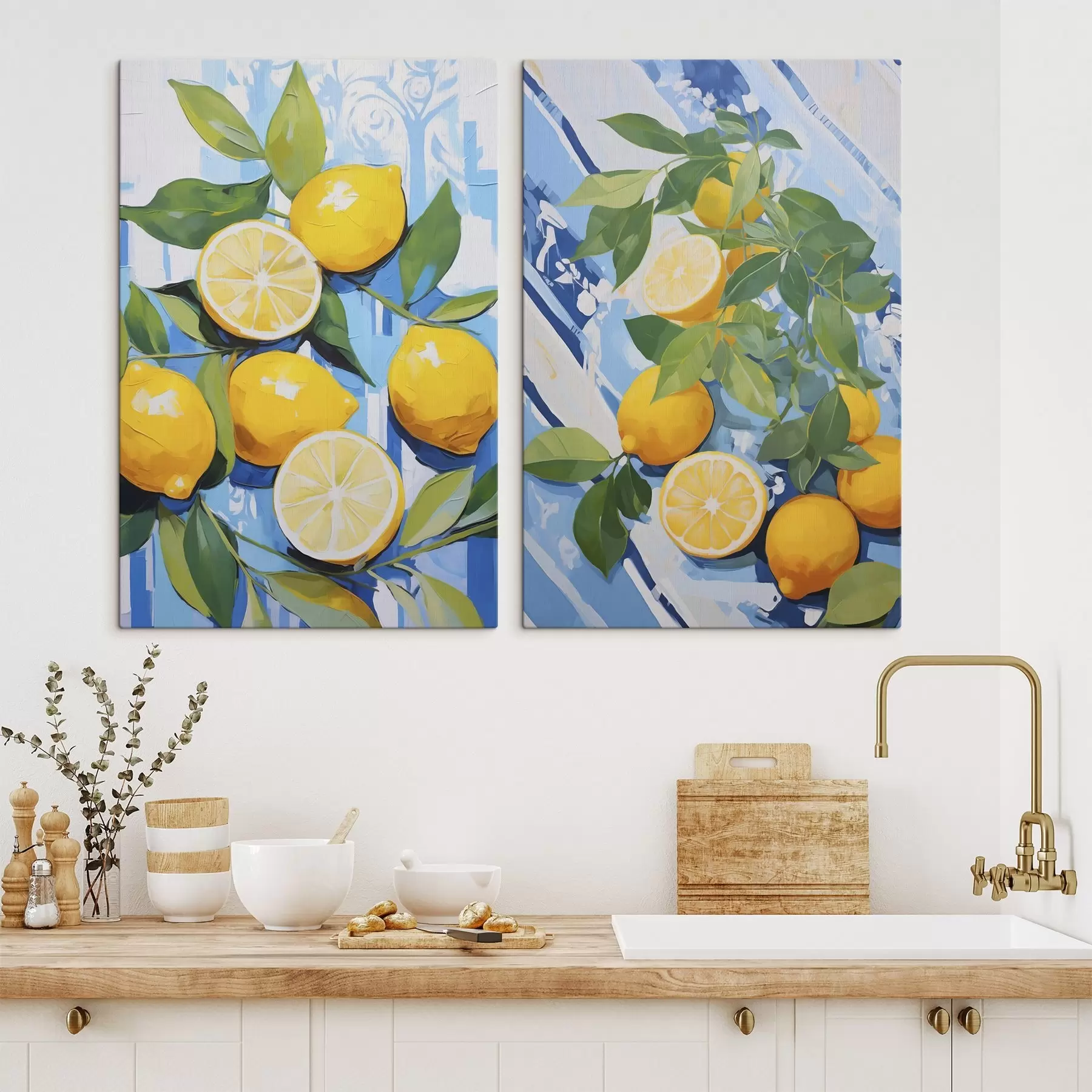 murales de pared Limones entre el follaje, imitación de un cuadro m30778