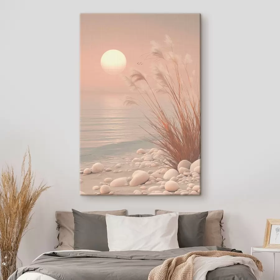 murales de pared Orilla tranquila con hierbas al amanecer s49949