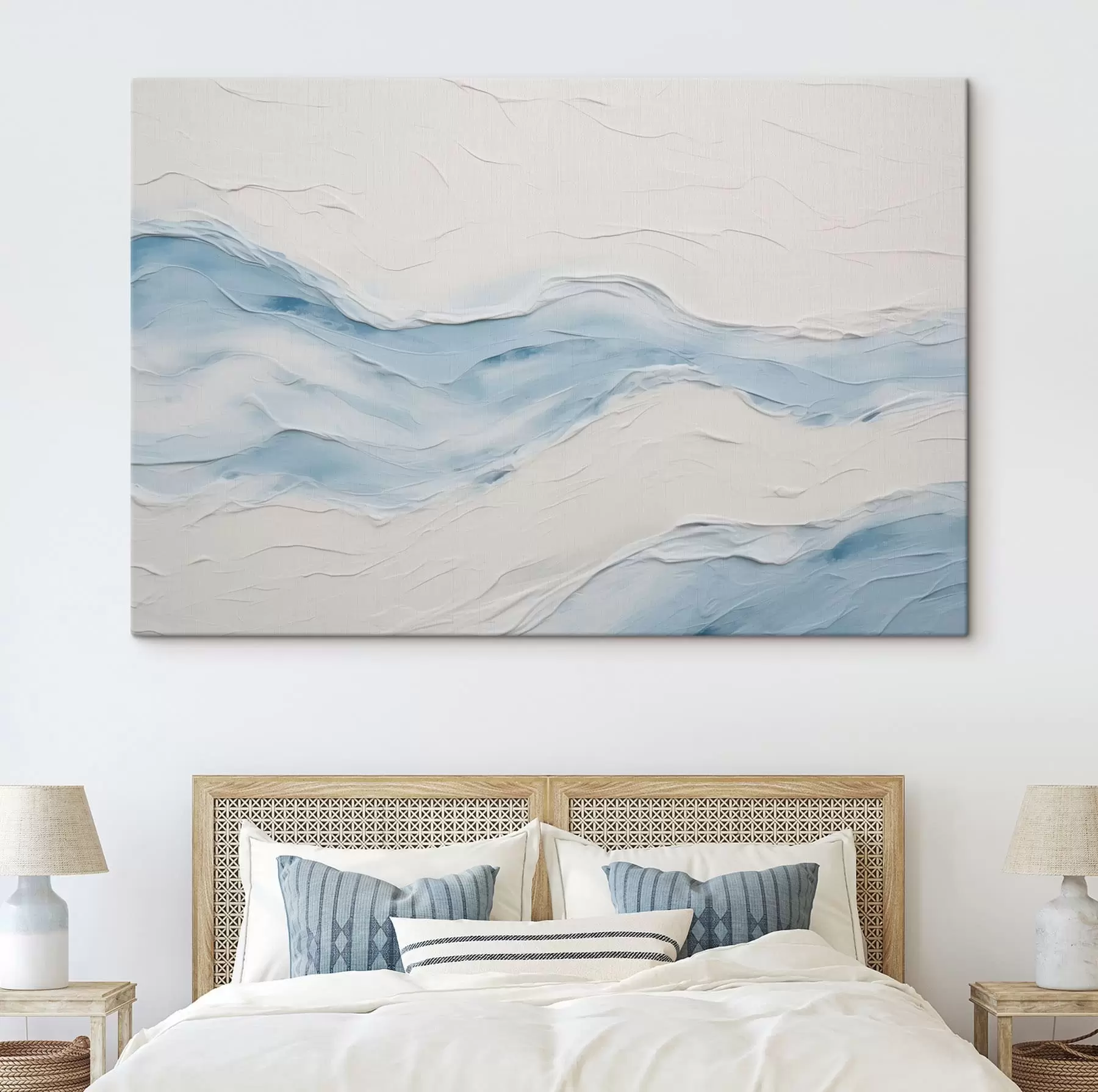 murales de pared Olas abstractas en tonos azul claro s49954