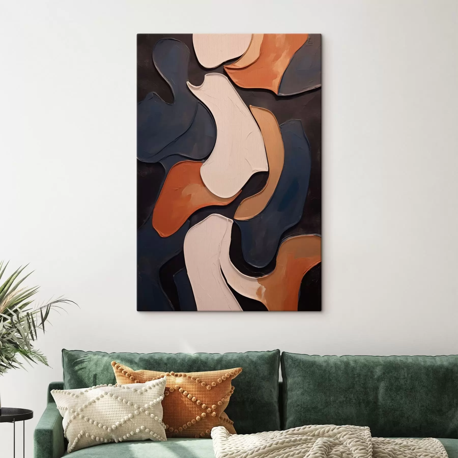 murales de pared Formas curvas abstractas en tonos contrastantes s49962