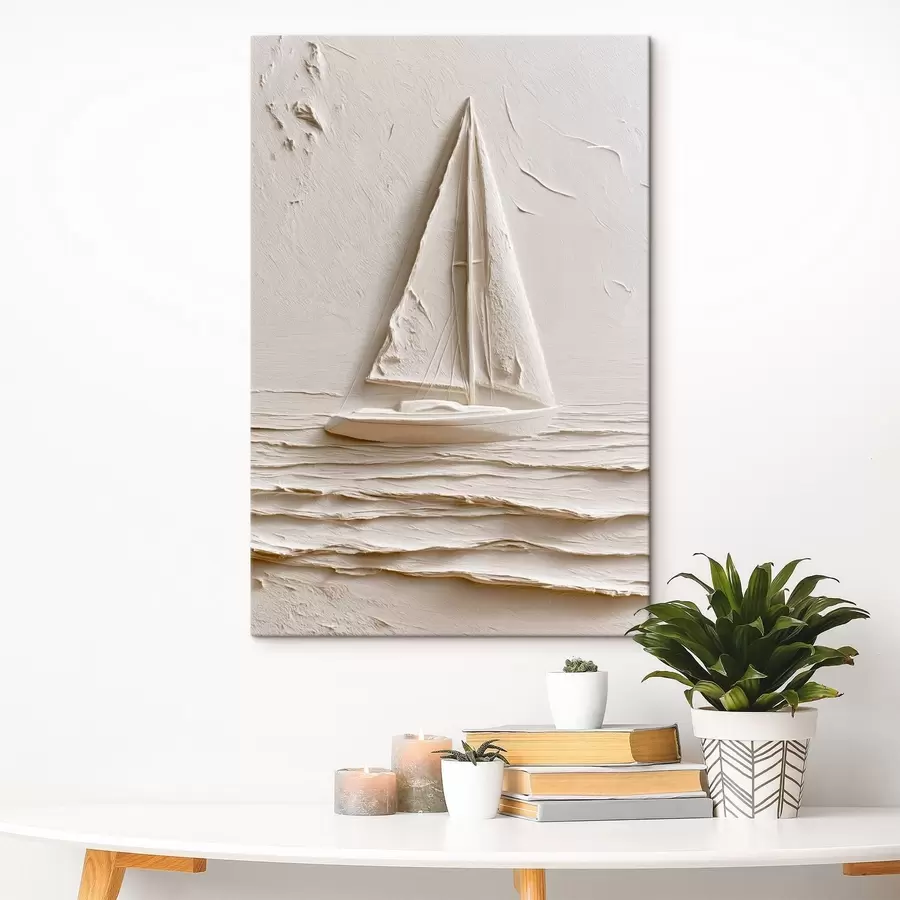 murales de pared Velero sobre olas tranquilas con efecto de relieve s49964