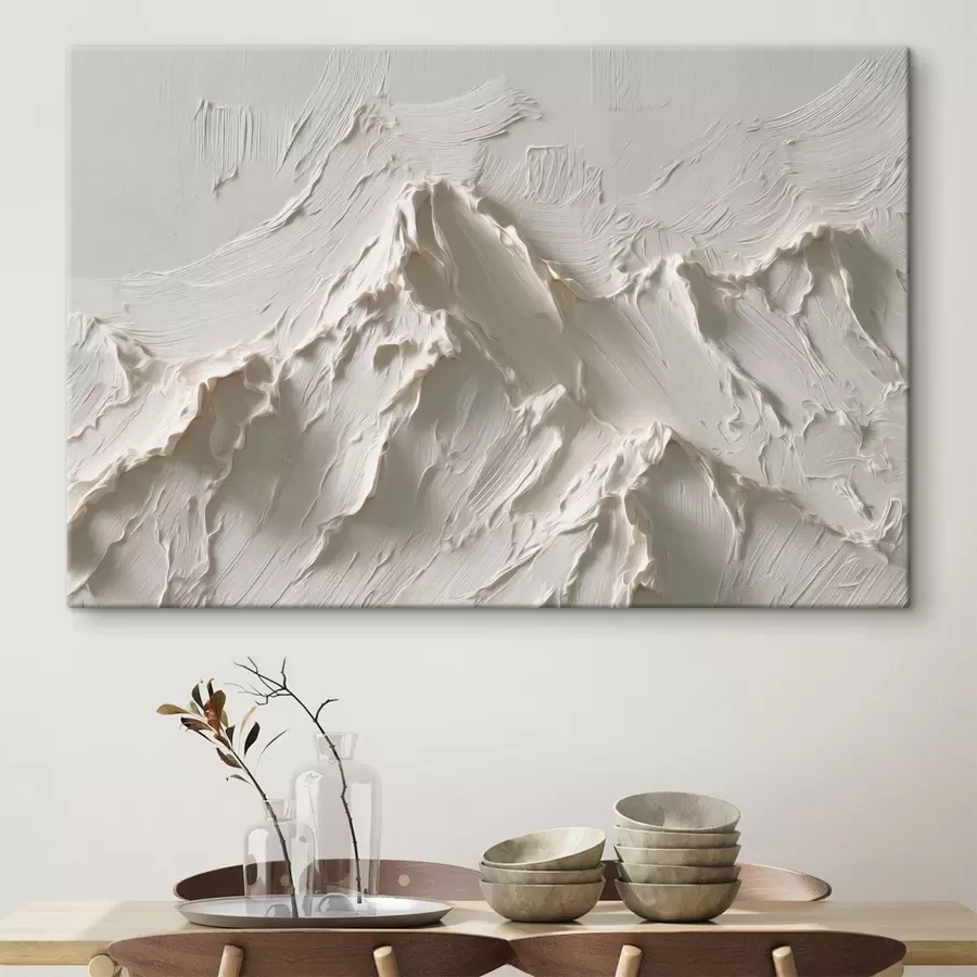 murales de pared Cumbres de montaña en tonos claros con efecto de relieve s49965