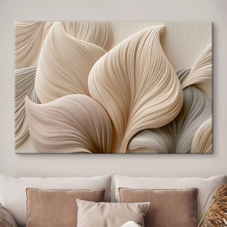 murales de pared Hojas con líneas fluidas y efecto de relieve s49970
