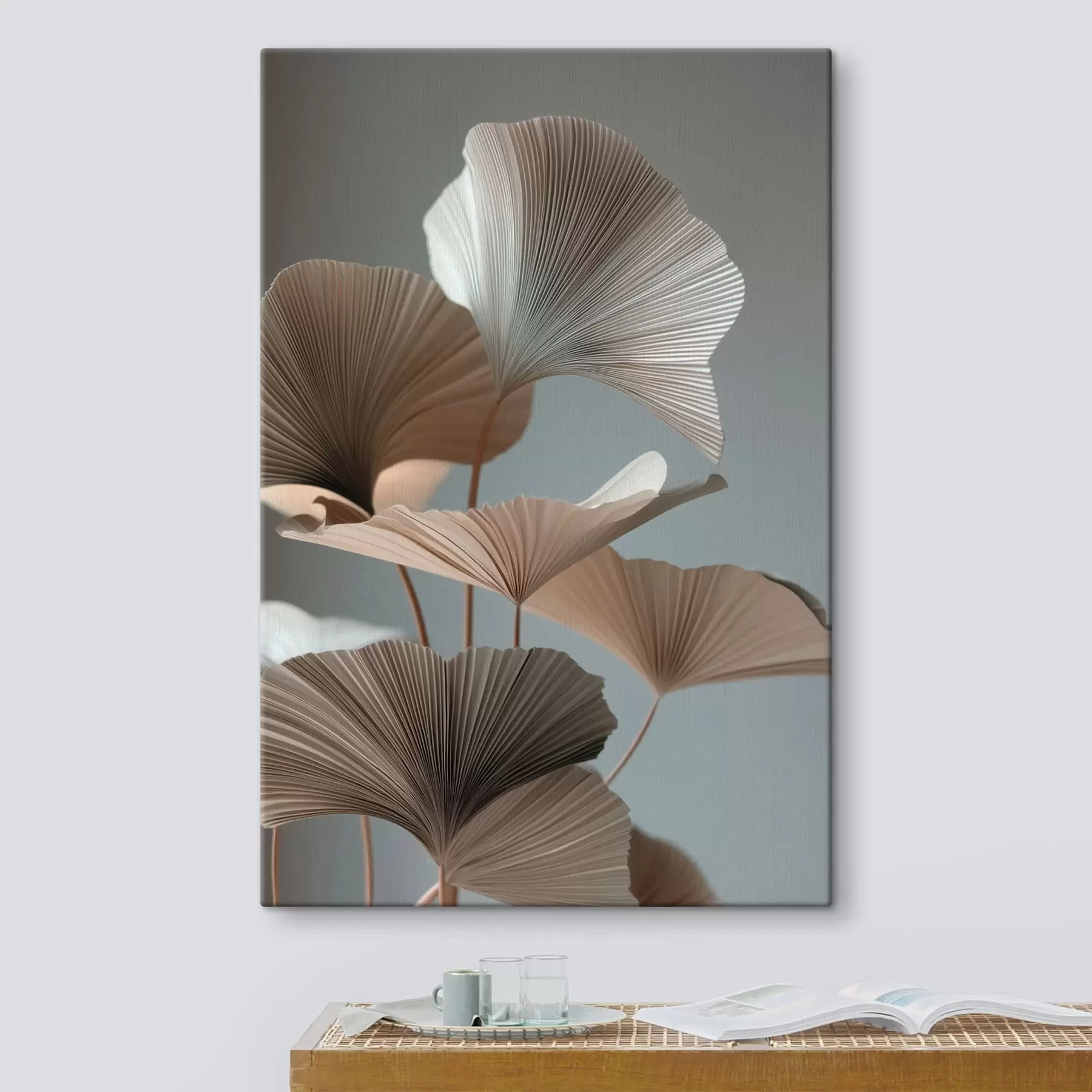 murales de pared Hojas minimalistas en forma de abanico s49972
