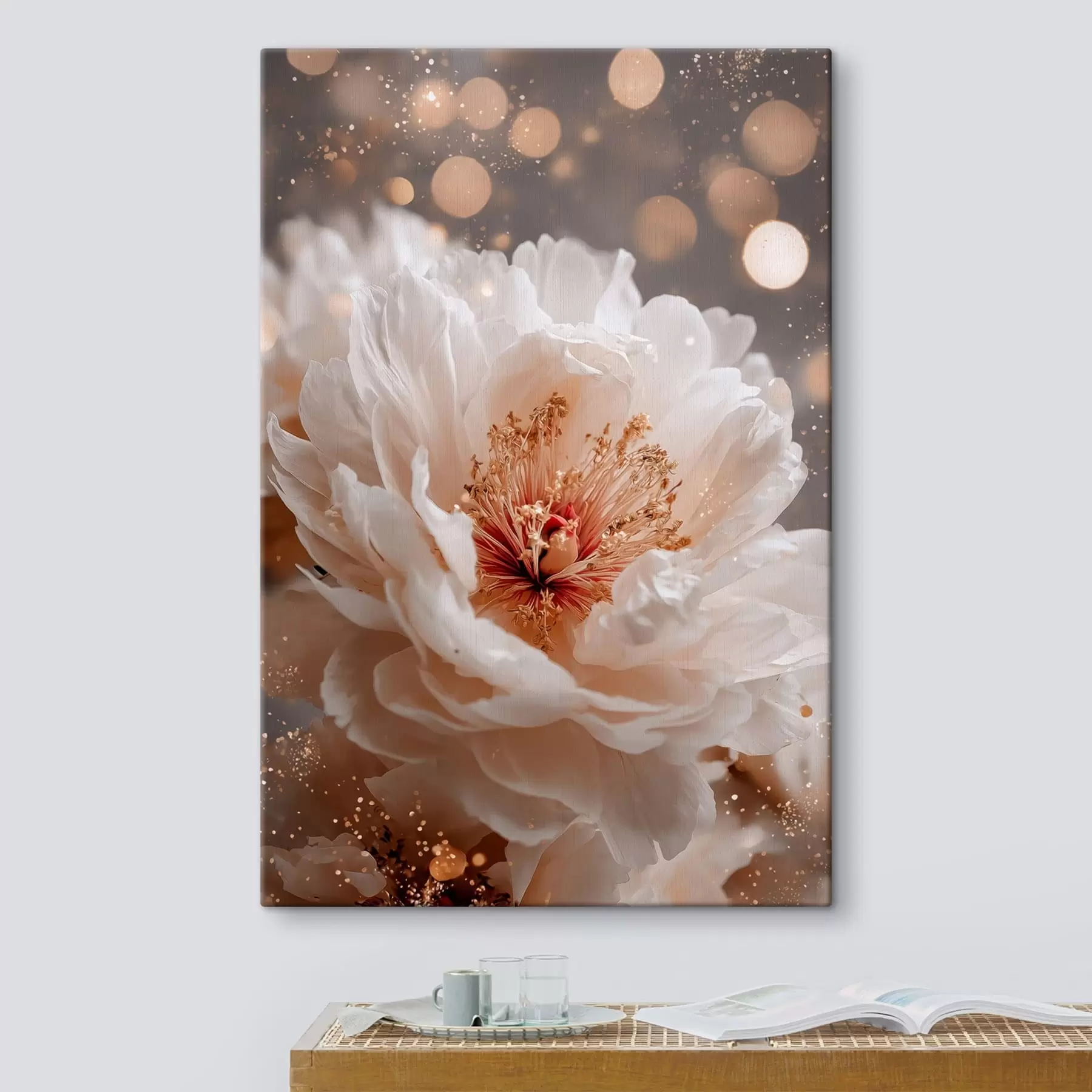 murales de pared Flor blanca con delicados reflejos de luz s49973