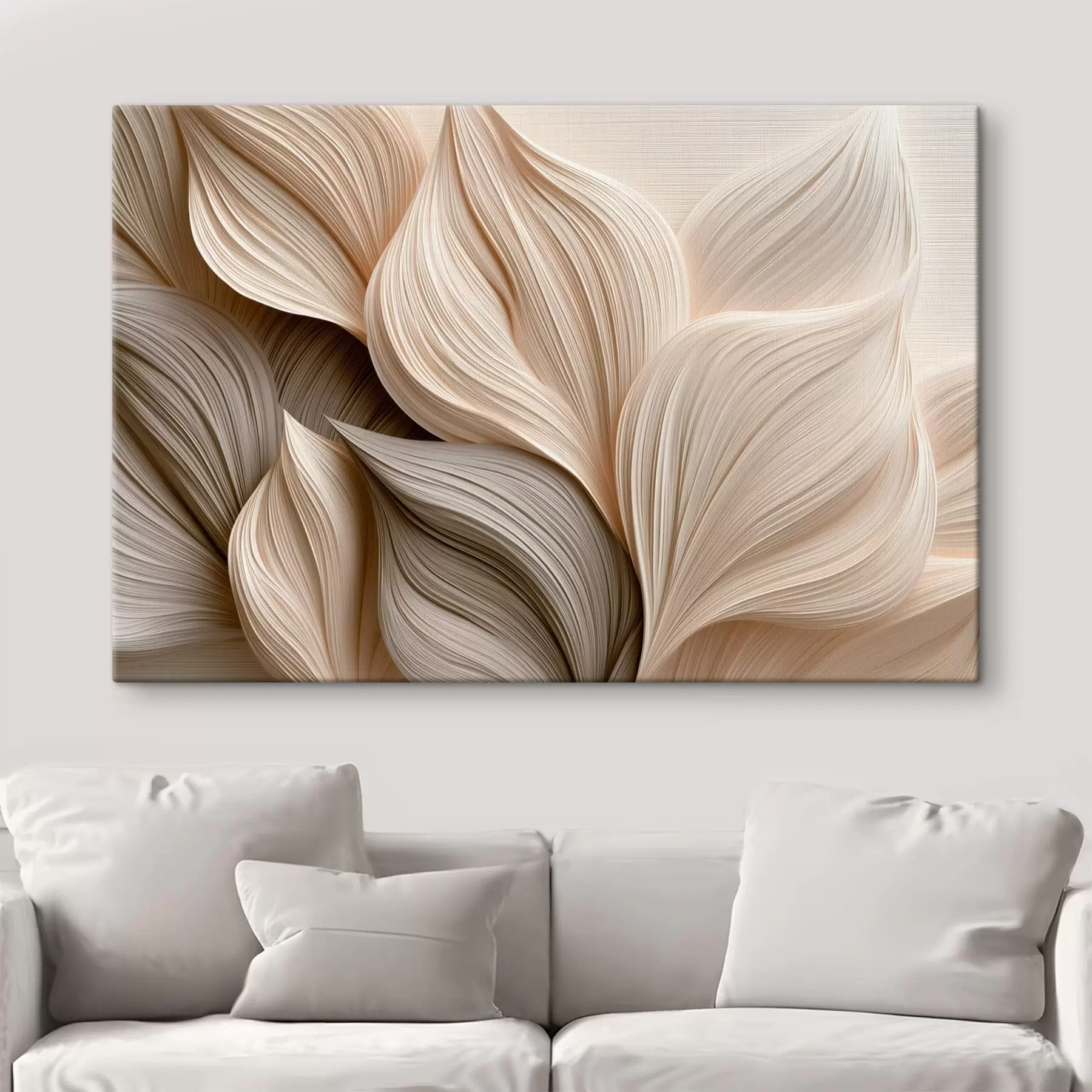 murales de pared Resumen: Hojas en tonos claros con efecto de relieve s49975