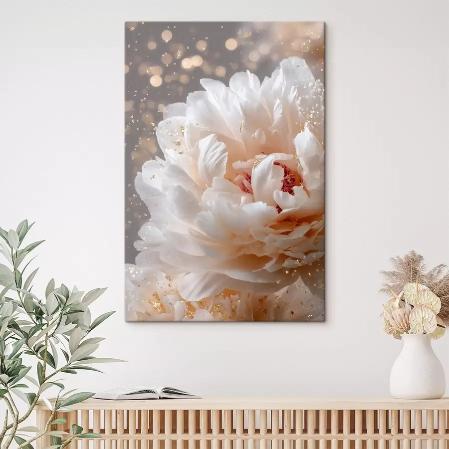 murales de pared Una exuberante flor blanca con un delicado resplandor s49981