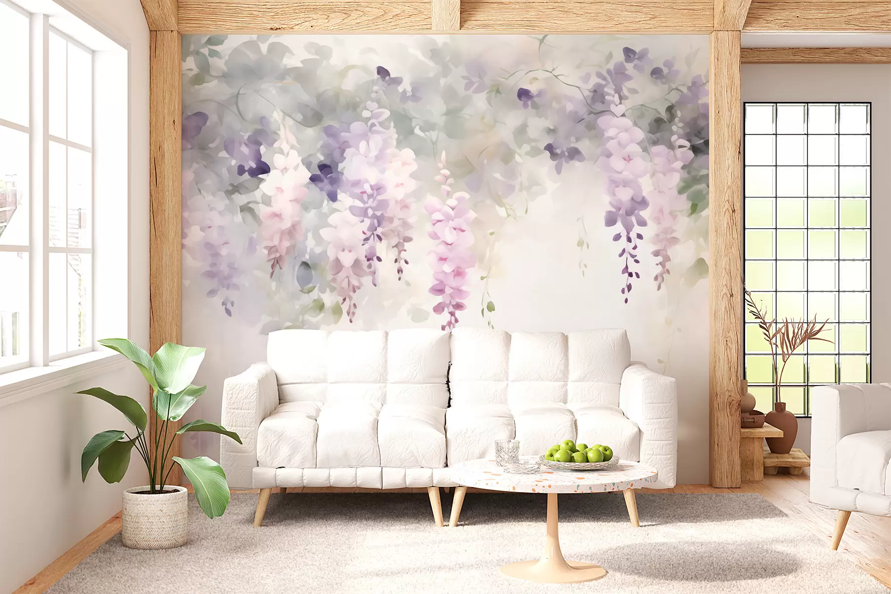 murales de pared Flores de glicinia caídas w05795