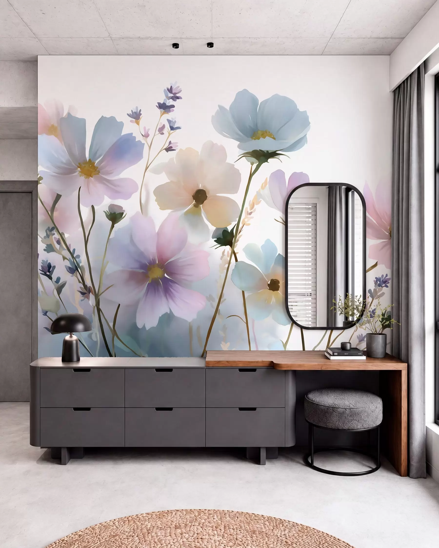murales de pared Flores silvestres en acuarela w05755