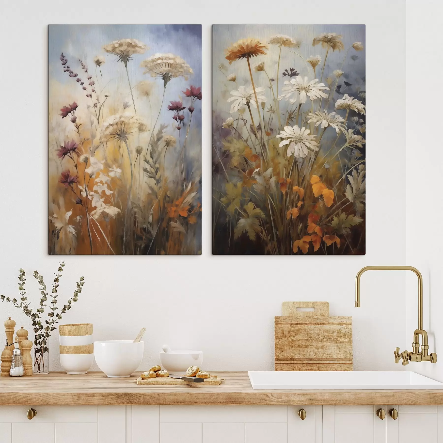 murales de pared Flores silvestres y hierbas, imitación de un cuadro m30808