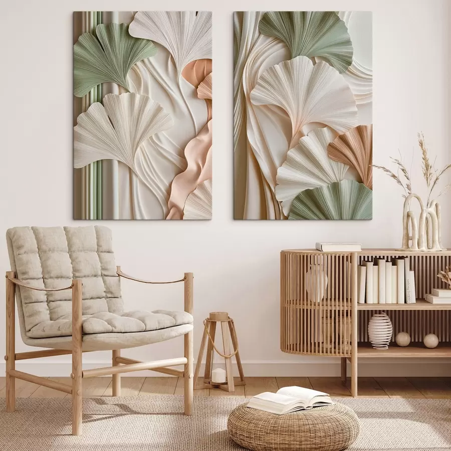 murales de pared Hojas de ginkgo en estilo abstracto m30714