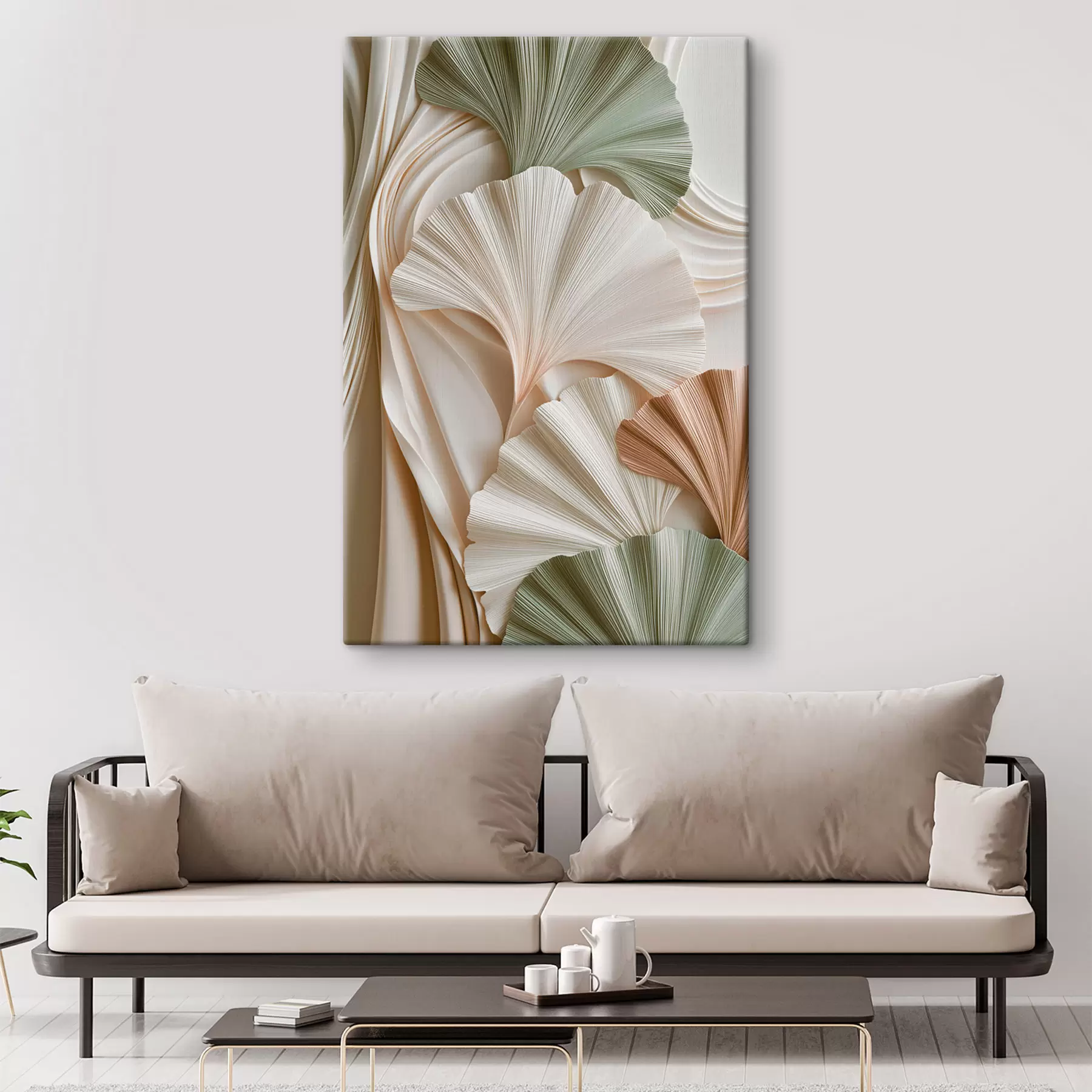 murales de pared Hojas de ginkgo en estilo abstracto s50086