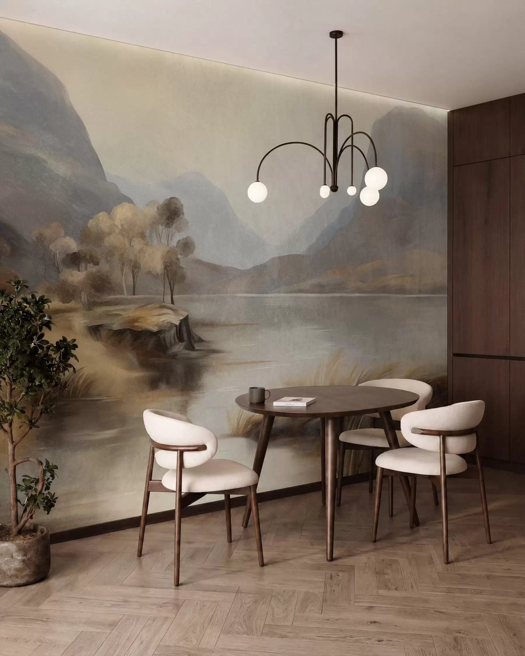 murales de pared Lago en ocre w09978
