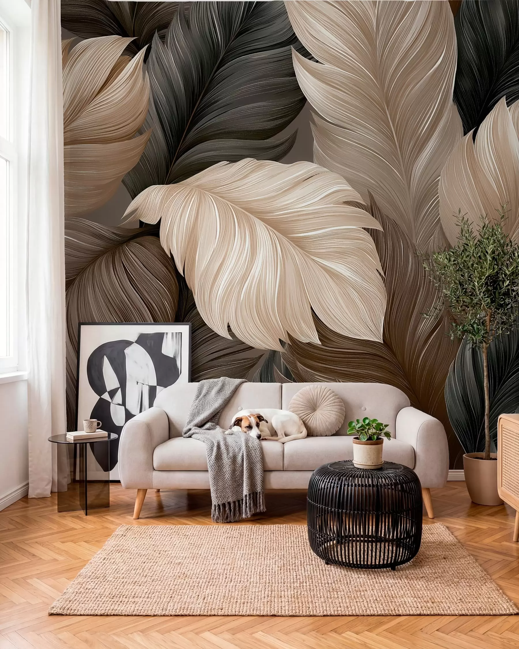 murales de pared Plumas en sepia w05767
