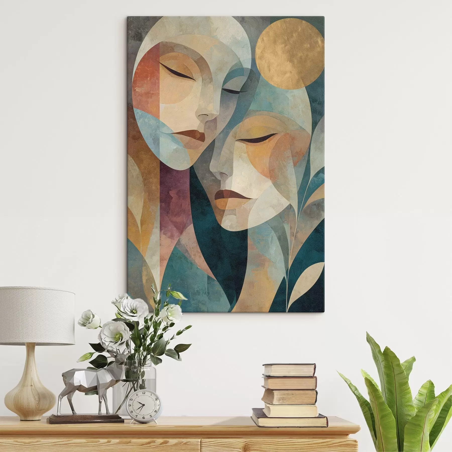 murales de pared Un retrato étnico abstracto de dos mujeres s49940