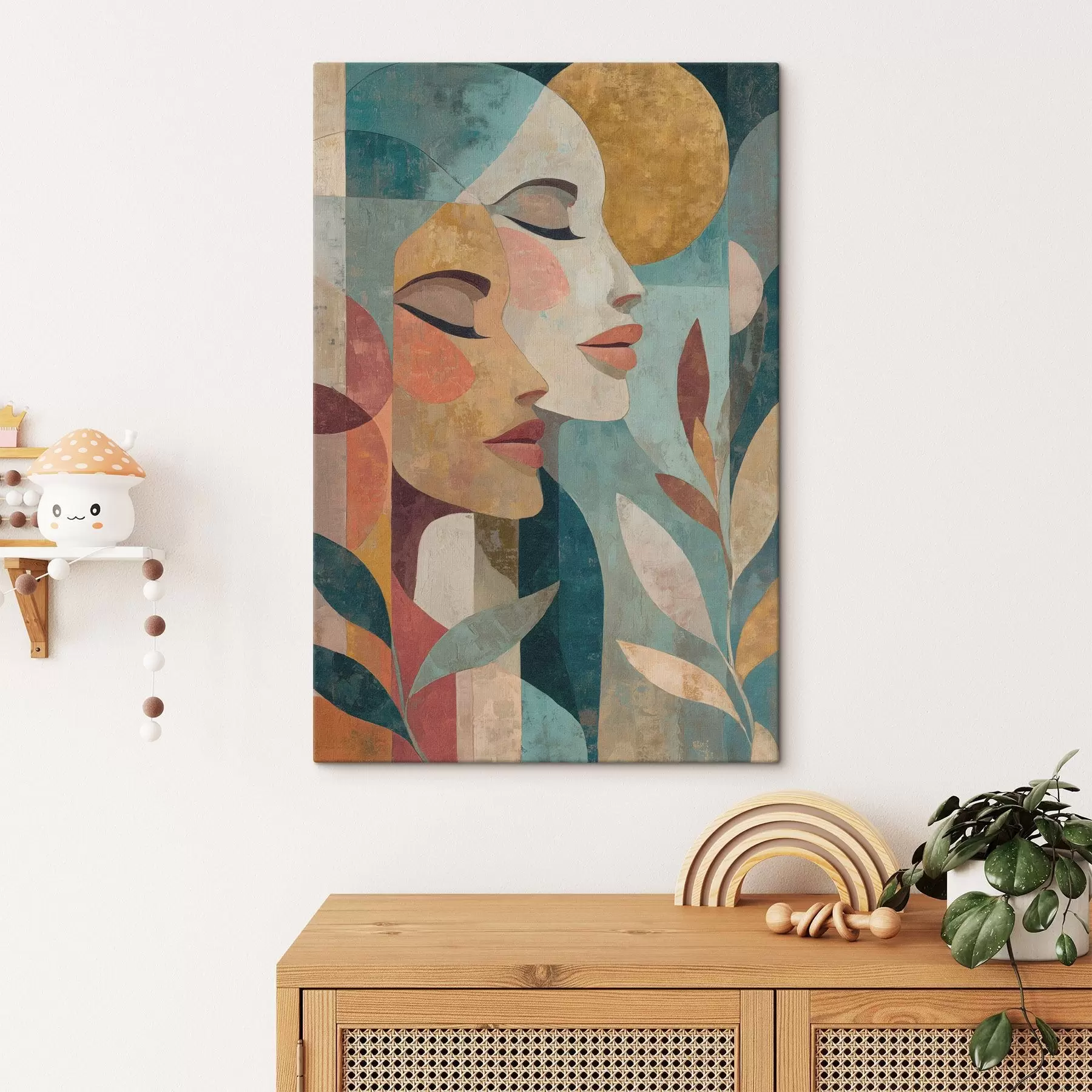 murales de pared Un retrato étnico abstracto de dos mujeres s49941