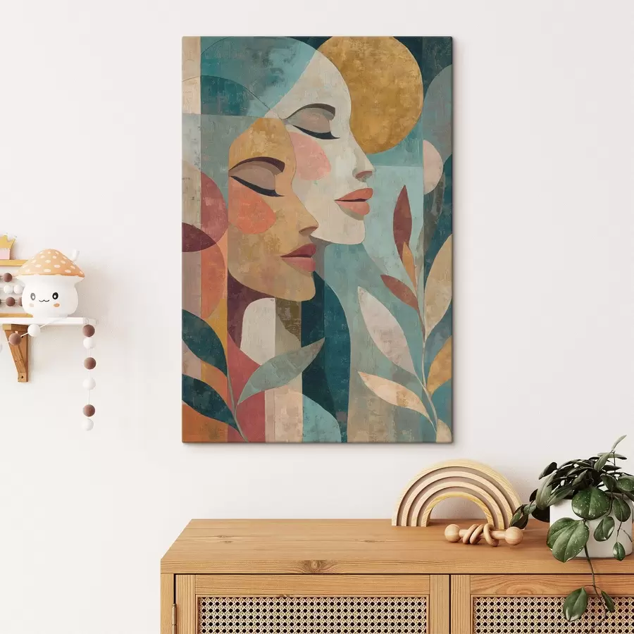 murales de pared Un retrato étnico abstracto de dos mujeres s49941