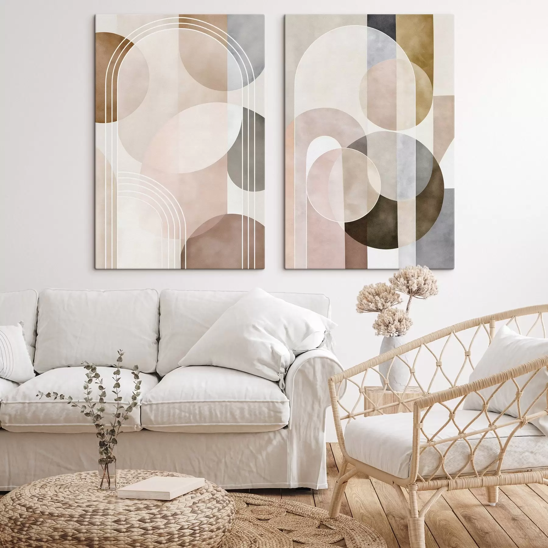 murales de pared Un diseño abstracto con arcos y círculos m30817