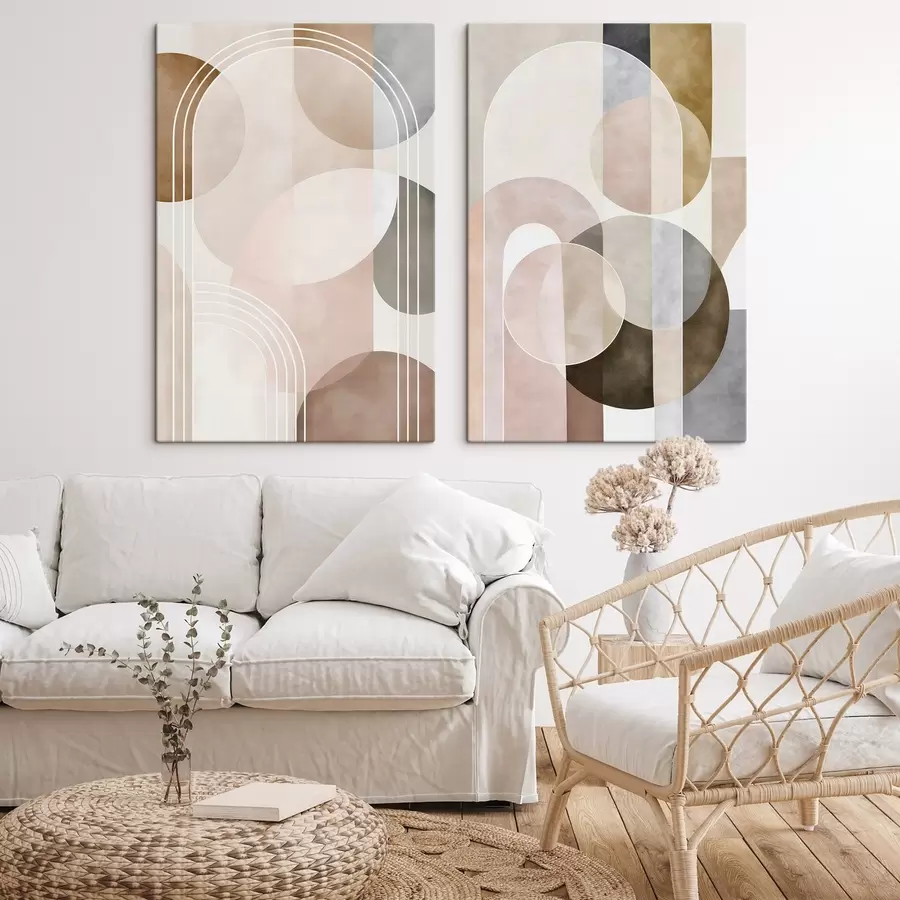 murales de pared Un diseño abstracto con arcos y círculos m30817