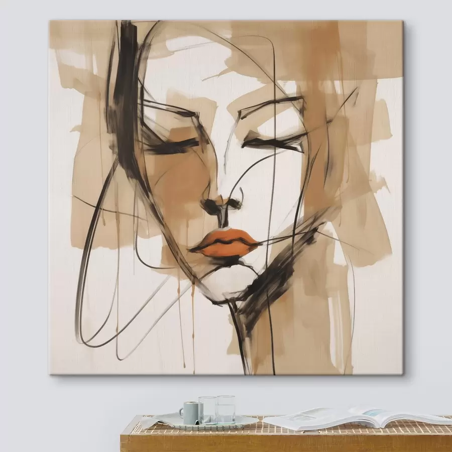 murales de pared Retrato femenino abstracto, imitación de una pintura s50185
