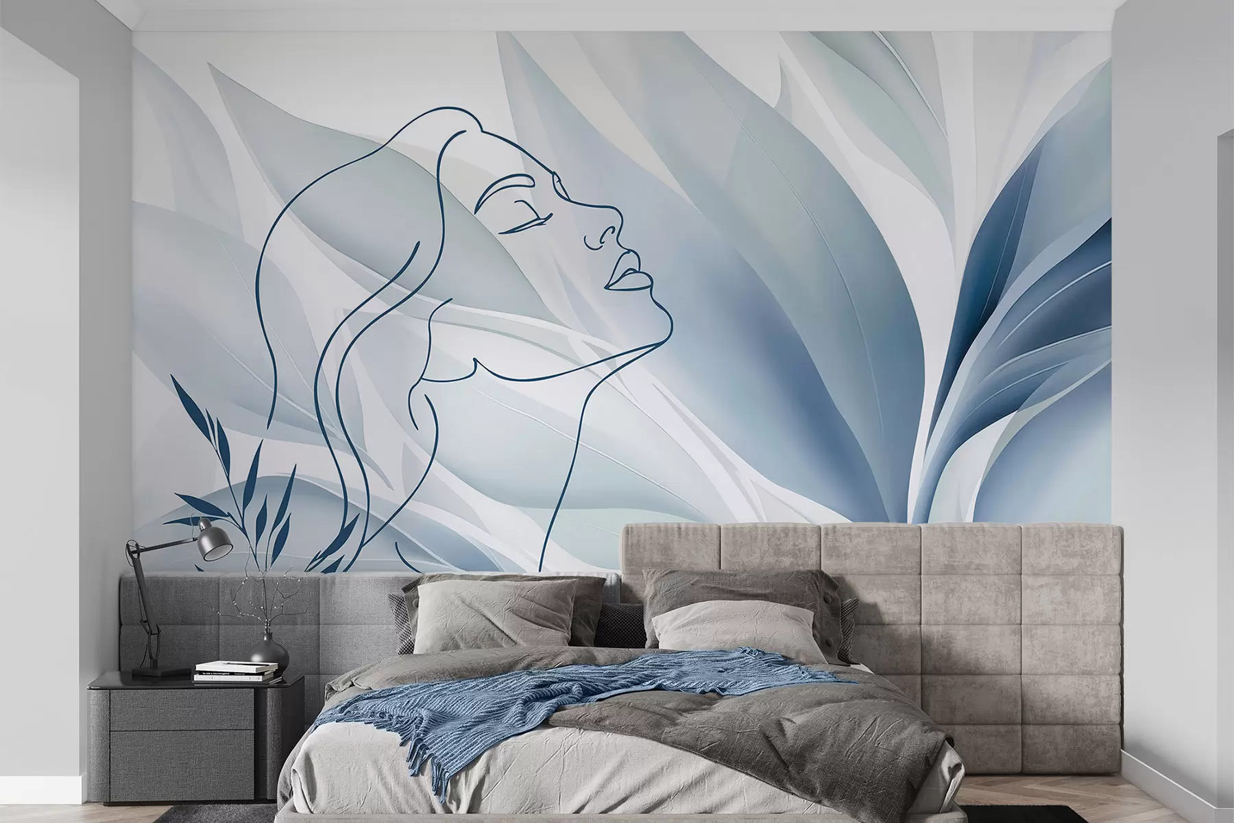 murales de pared Silueta de un rostro sobre un fondo abstracto w05787