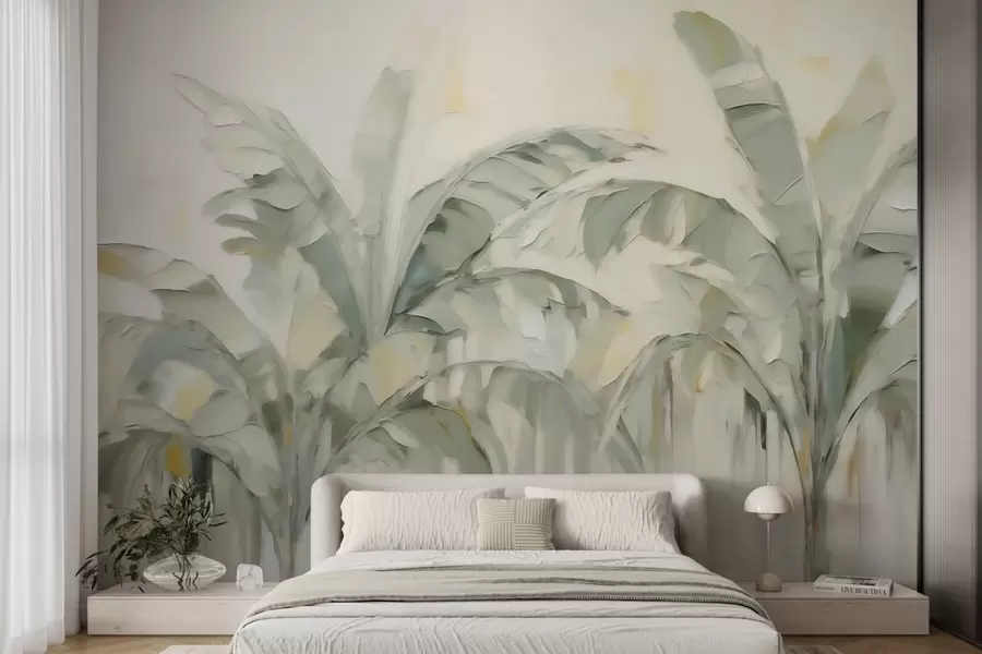 murales de pared Hojas de palmera abstractas, imitación de pintura w05826