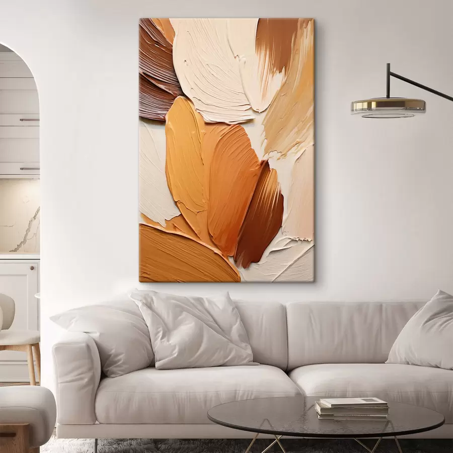 murales de pared Pinceladas con textura en tonos naranjas y marrones s50214