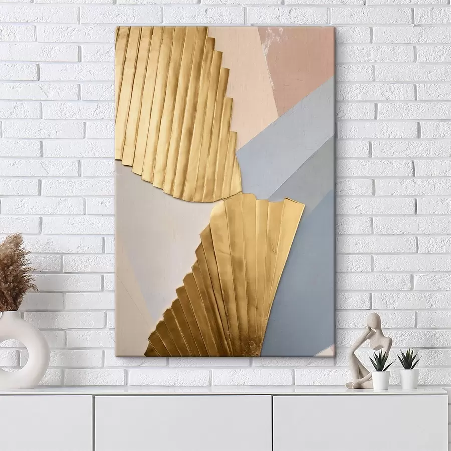 murales de pared Formas geométricas abstractas con texturas en amarillo, rosa pálido y gris s50221