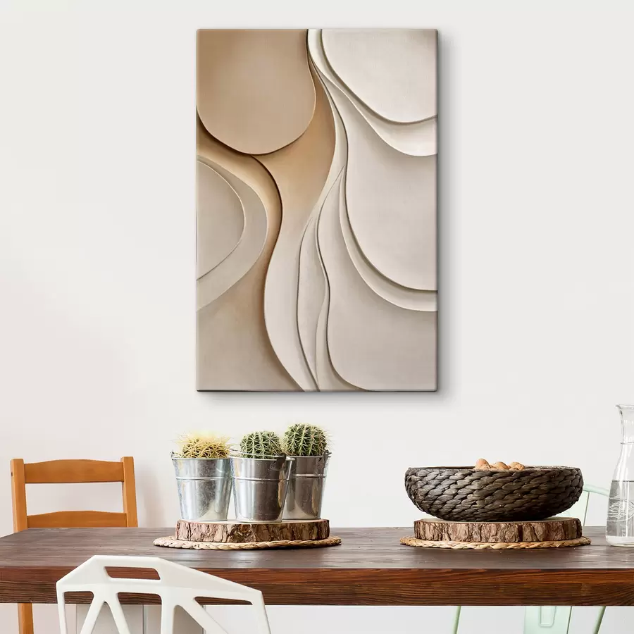 murales de pared Formas abstractas, fluidas y orgánicas en tonos neutros de beige y crema; arte con textura s50224