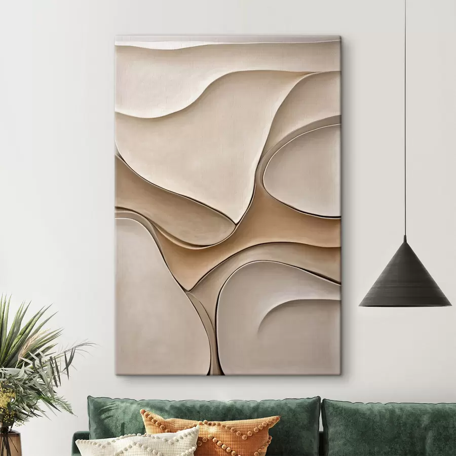 murales de pared Formas abstractas, fluidas y orgánicas en tonos neutros de beige y crema; arte con textura s50225