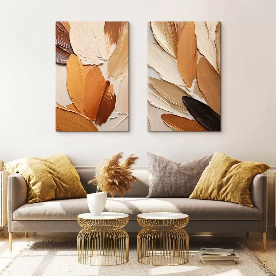 murales de pared Pinceladas con textura en tonos naranjas y marrones m30840