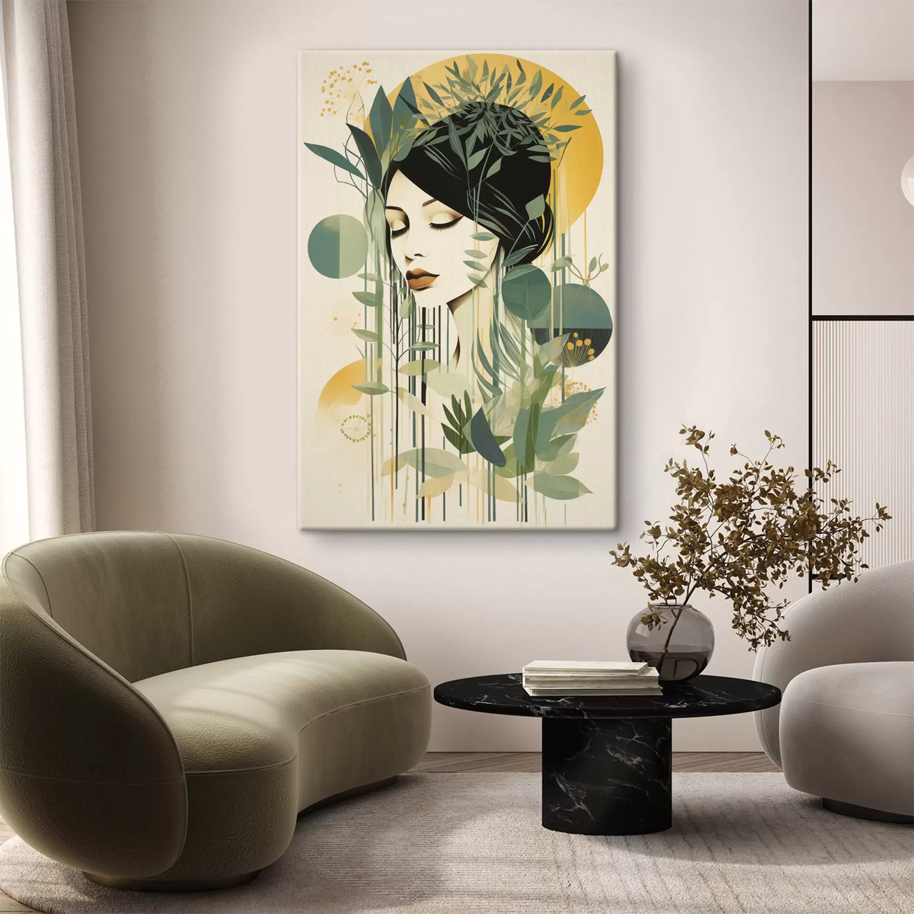 murales de pared Mujer con plantas s50249