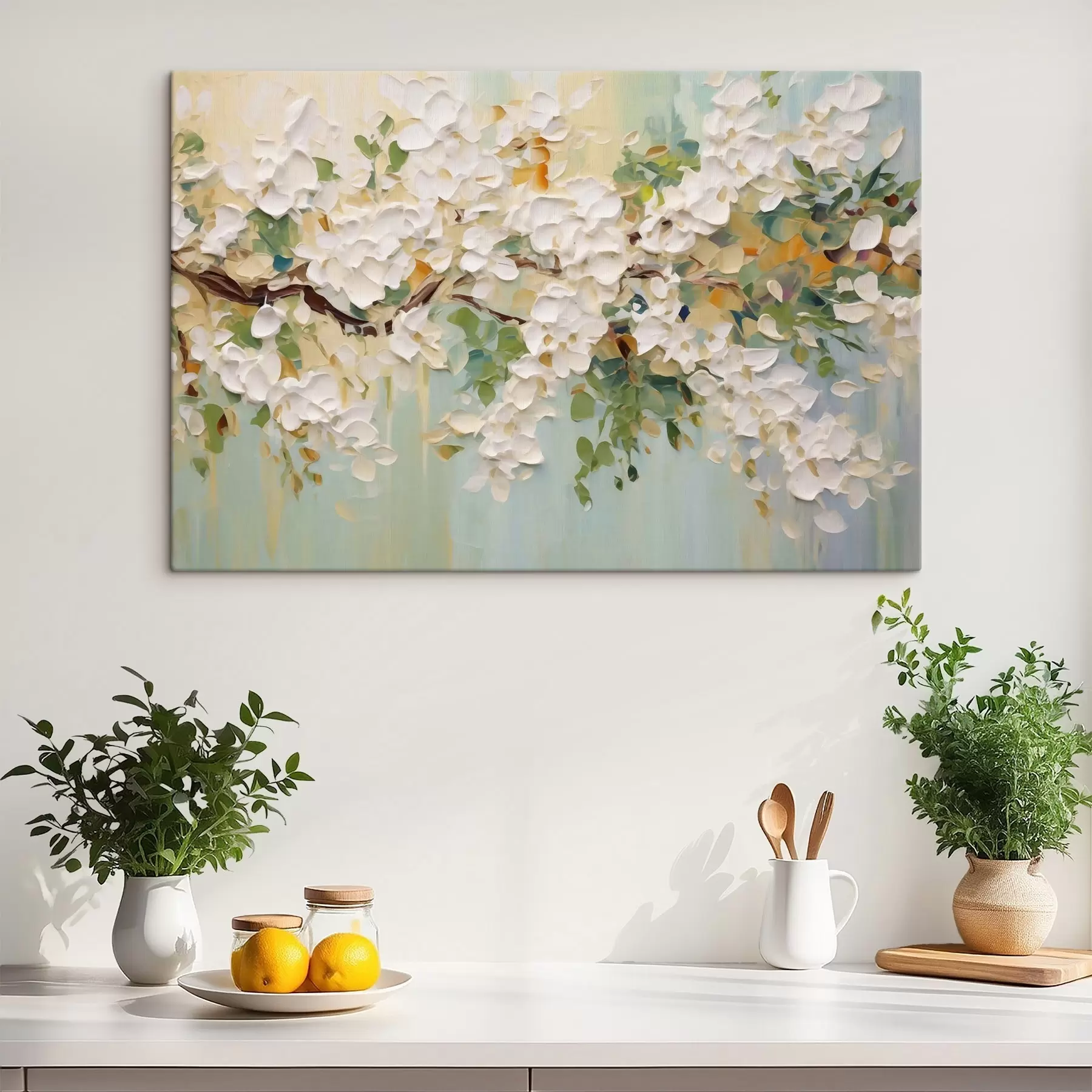 murales de pared Rama primaveral junto al lago s50296